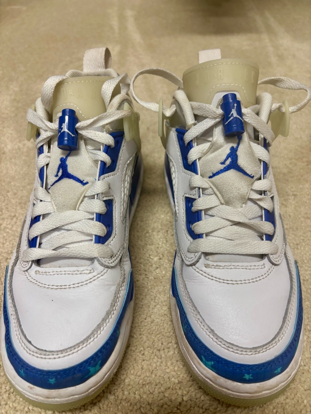 Nike Jordans White and Blue Low-Top Sneakers